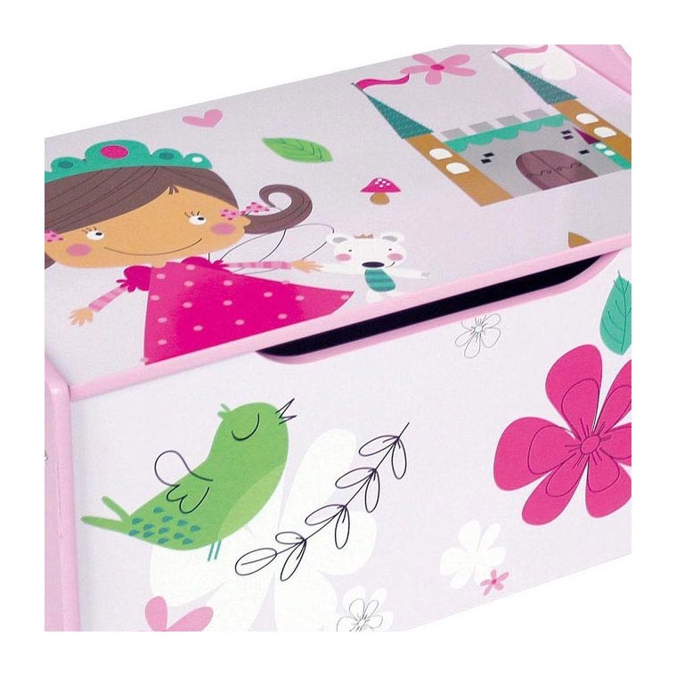 Playwood - coffre à jouets coloré en bois princesse - coffre de rangement - banc à jouets