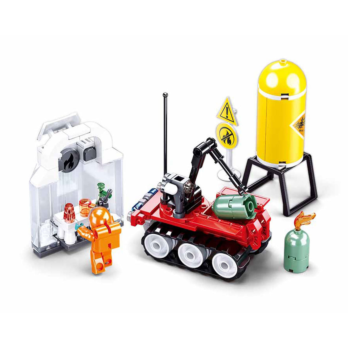 Sluban robot de pompier perceuse jouets de construction pour enfants à partir de 6 ans - jouets de construction modèle de robot de pompiers - boîte de construction avec 130 blocs de construction et 1 figurine - m38-b0963