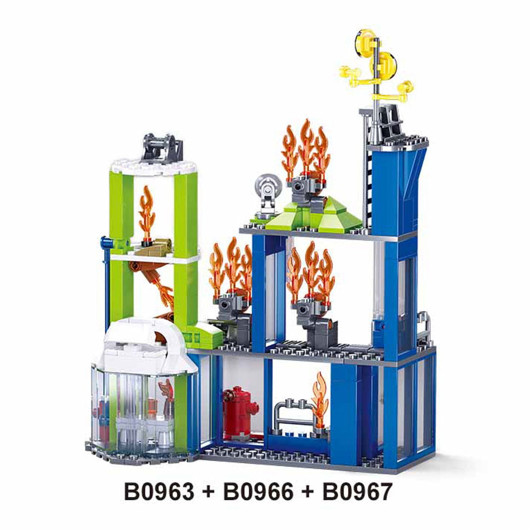 Sluban robot de pompier perceuse jouets de construction pour enfants à partir de 6 ans - jouets de construction modèle de robot de pompiers - boîte de construction avec 130 blocs de construction et 1 figurine - m38-b0963