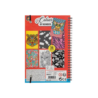 Livre de coloriage Grafix couleur par numéro avec crayons de couleur.
