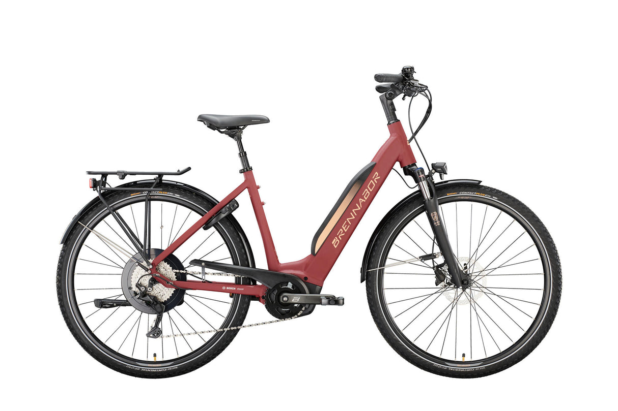 Vélo de randonnée électrique Brennabor T-48e mod. 22 vélo électrique brennab.t-48e 28 55 entrée basse 10sp rouge orange