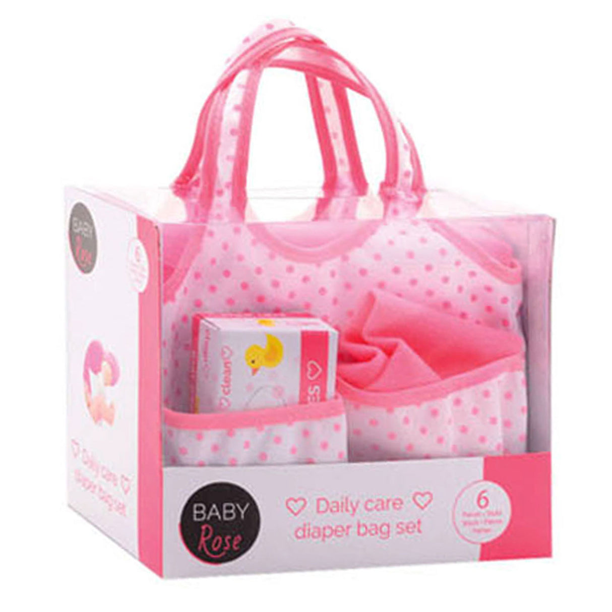 Sac à couches bébé rose avec accessoires