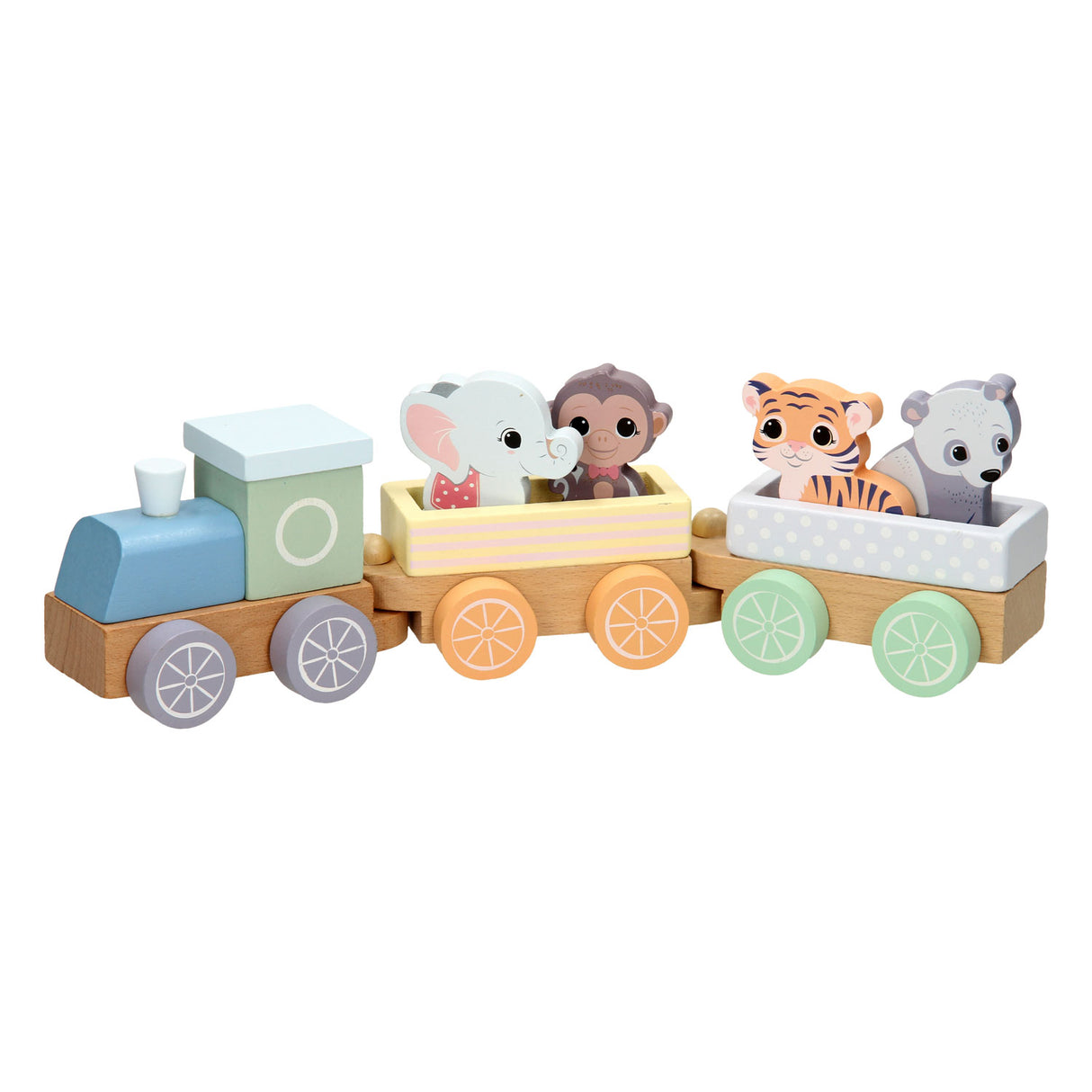 Joueco train en bois animaux sauvages
