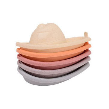 Bateaux de bain en bioplastique Johntoy Happy World 5 pièces jouets empilables.