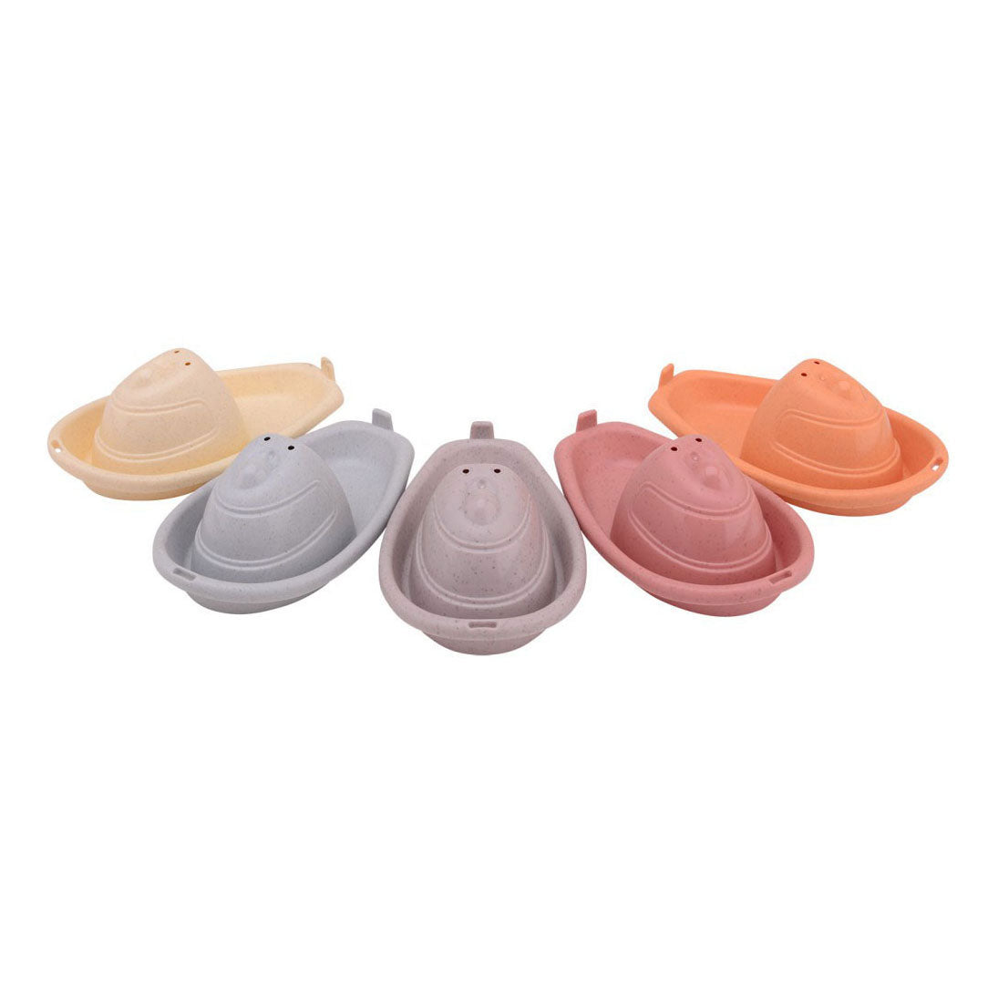 Bateaux de bain en bioplastique Johntoy Happy World 5 pièces jouets empilables.