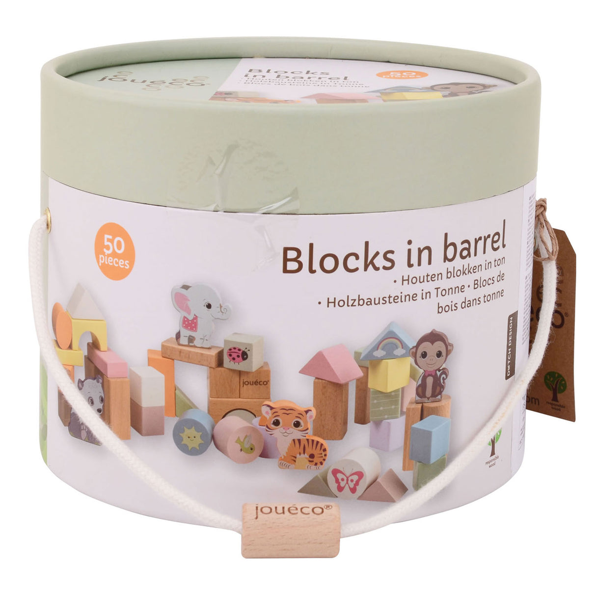 Jouéco ® - blocs de bois de la famille Wildies en tonnes 50 pièces