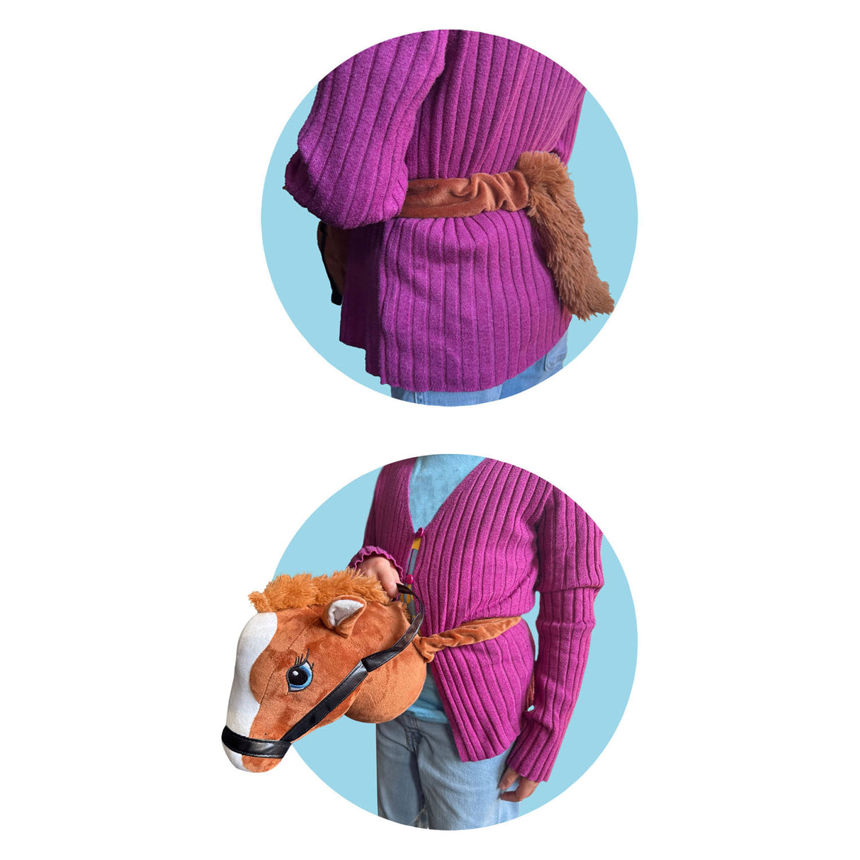Johntoy tête de cheval holly horse marron clair avec élastique