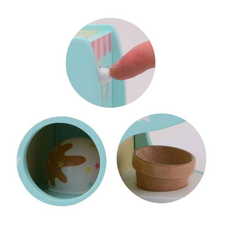 Machine à glace en bois Joueco avec boules de glace, 6 pièces.