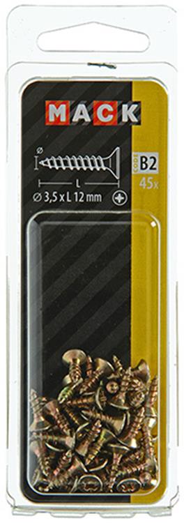 Mack 1017221 - spaanplaatschroef vz kop geelverz.45 st 3,5 x 12 mm | 10 stuks