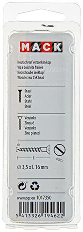 Mack 1017350 - houtschroef verzonken kop verz27 st 3,5 x 16 mm | 10 stuks