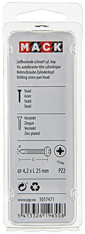 Mack 1017471 - zelfborende schroef cyl. kop verz. 24st 4,2 x 25 mm | 10 stuks