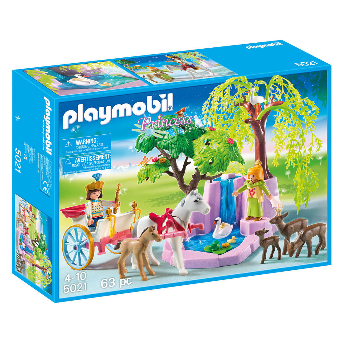 Playmobil prince et princesse avec calèche et cascade - 5021