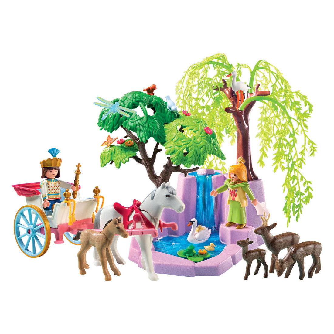 Playmobil prince et princesse avec calèche et cascade - 5021