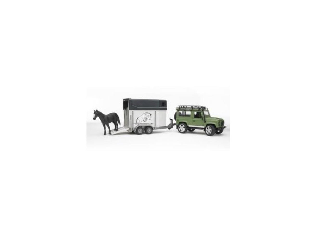 Bruder Land Rover Defender avec remorque et cheval