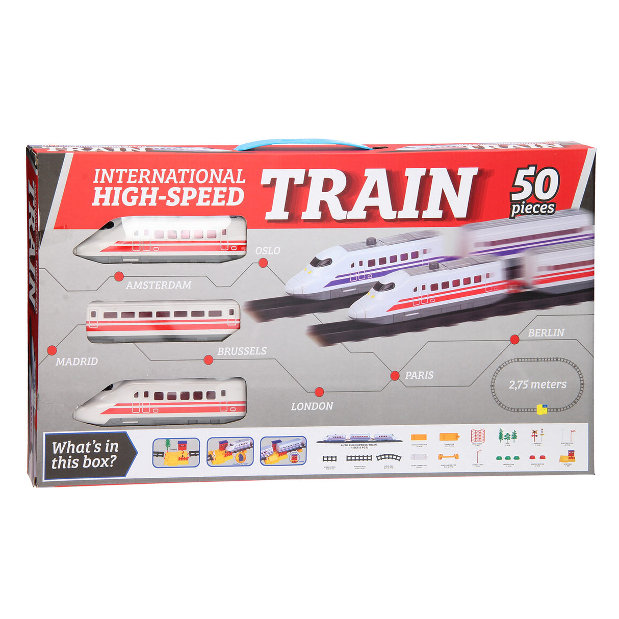 Coffret de train à grande vitesse Johntoy, 50 pièces.