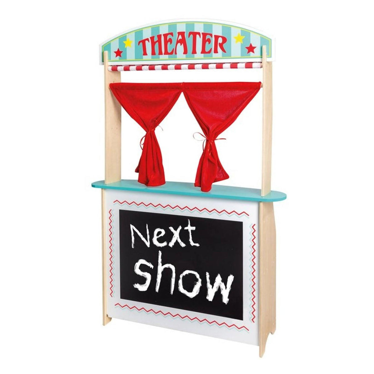 Jouéco théâtre et boutique en bois 2 en 1 - avec accessoires - à partir de 3 ans