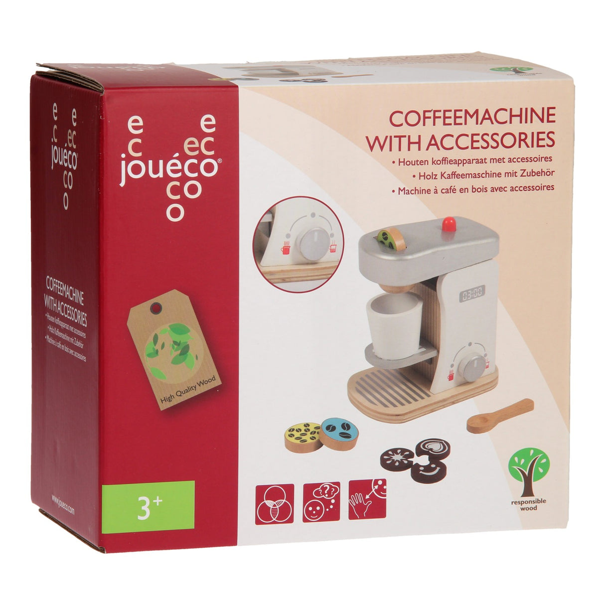 Cafetière en bois Jouéco avec accessoires