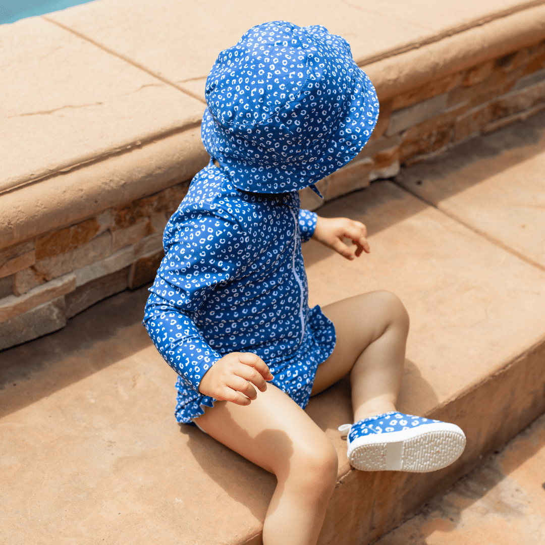 Léopard | chapeau de soleil anti-UV bleu