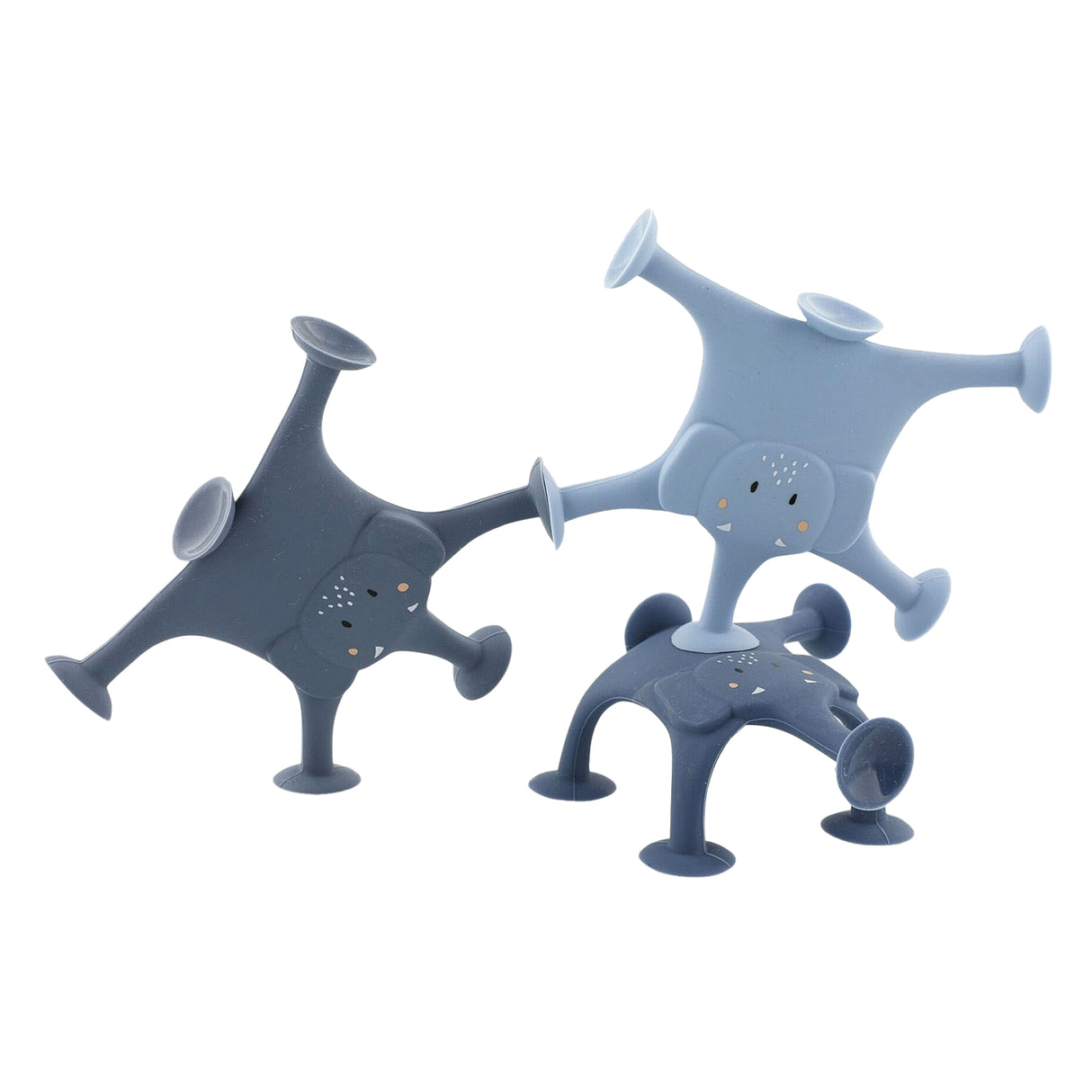 Trixie jeu d'animaux avec ventouses - Mme Elephant - Ensemble amusant de bain en silicone 3 pièces - bleu