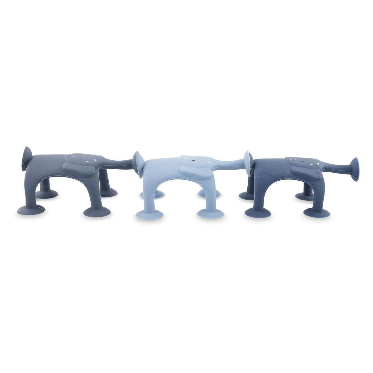 Trixie jeu d'animaux avec ventouses - Mme Elephant - Ensemble amusant de bain en silicone 3 pièces - bleu
