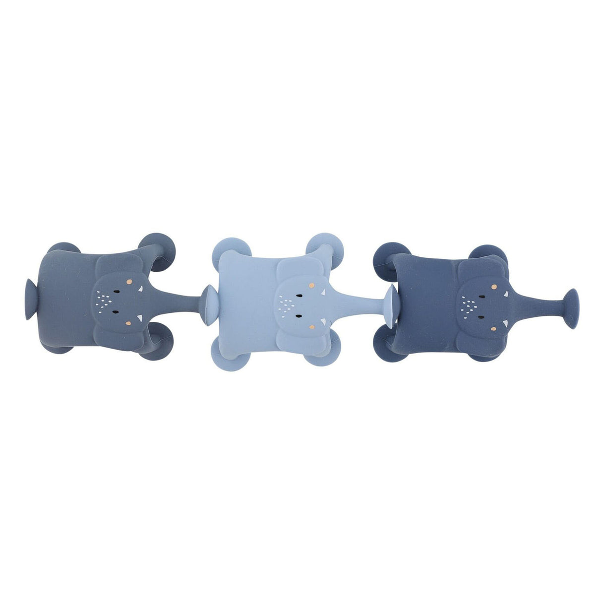 Trixie jeu d'animaux avec ventouses - Mme Elephant - Ensemble amusant de bain en silicone 3 pièces - bleu