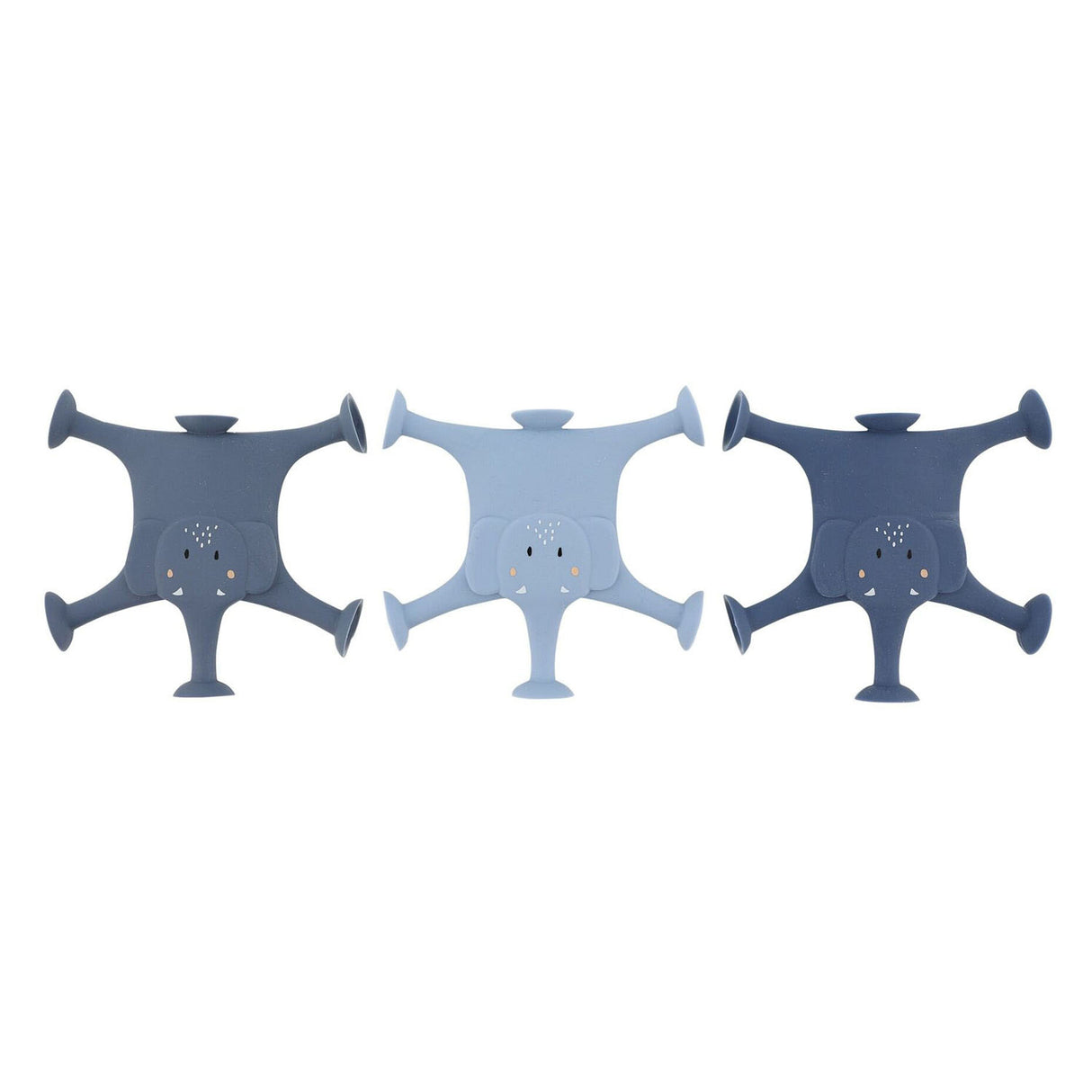 Trixie jeu d'animaux avec ventouses - Mme Elephant - Ensemble amusant de bain en silicone 3 pièces - bleu