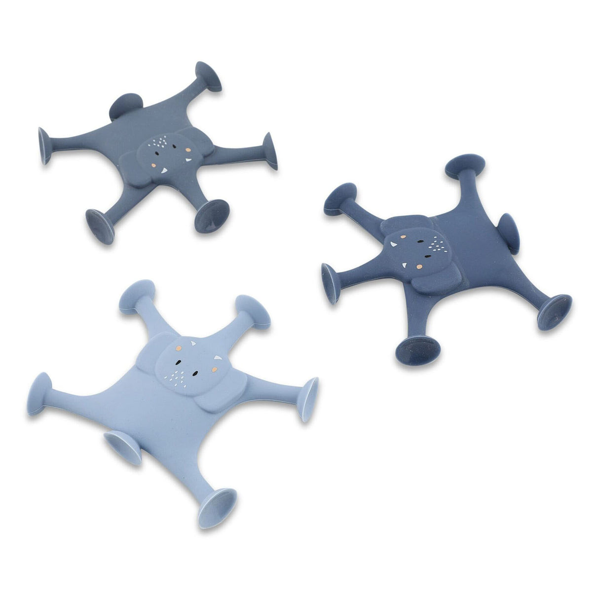 Trixie jeu d'animaux avec ventouses - Mme Elephant - Ensemble amusant de bain en silicone 3 pièces - bleu