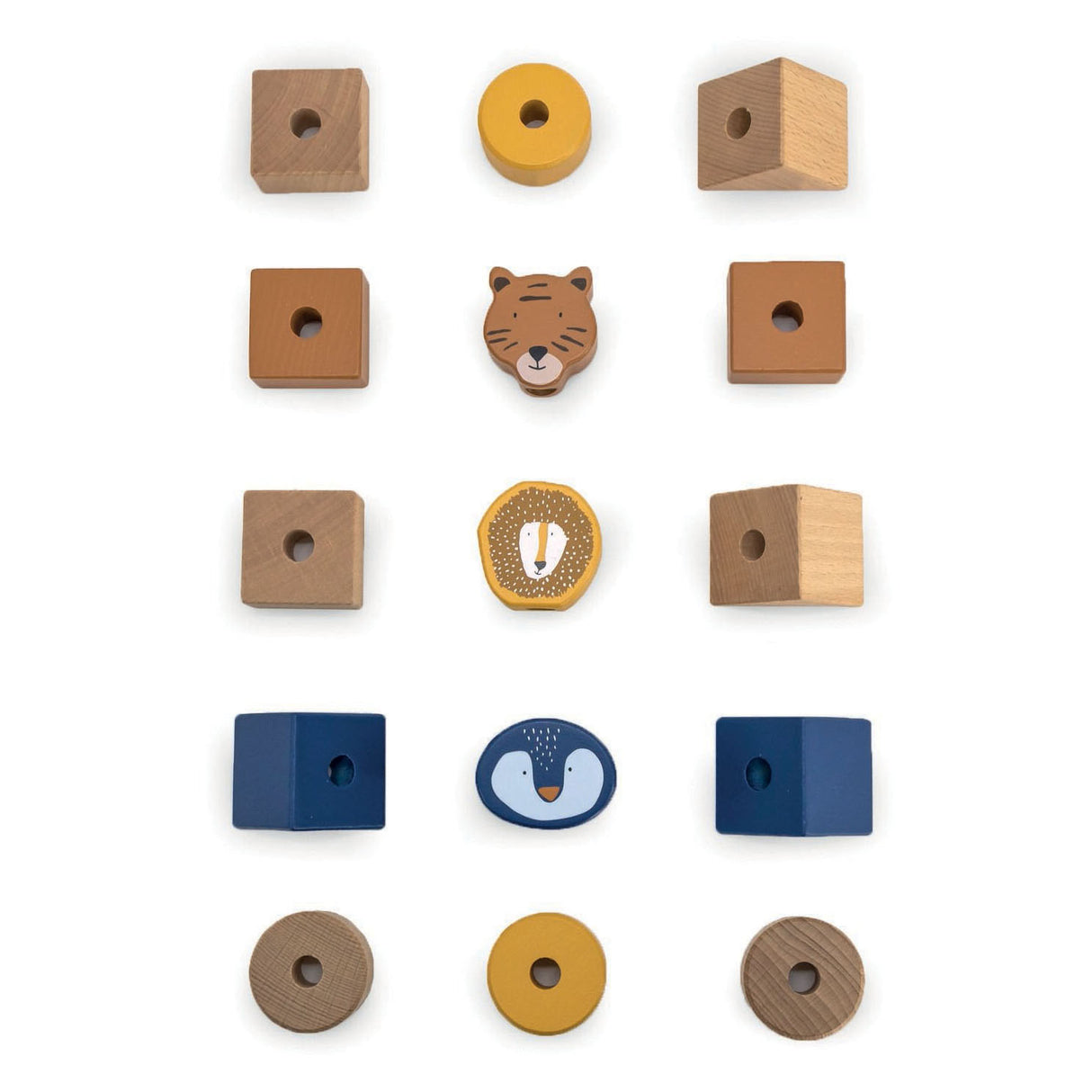Blocs à empiler en bois Trixie d'animaux sauvages, 16 pièces.