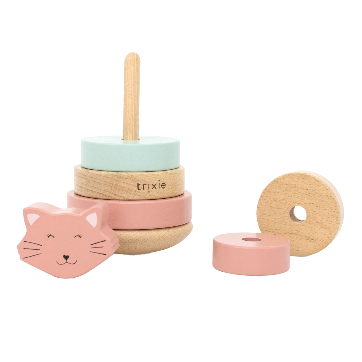 Tour empilable en bois Trixie - mrs. chat - jouet empilable en bois - jouets éducatifs - pour garçons filles - chat