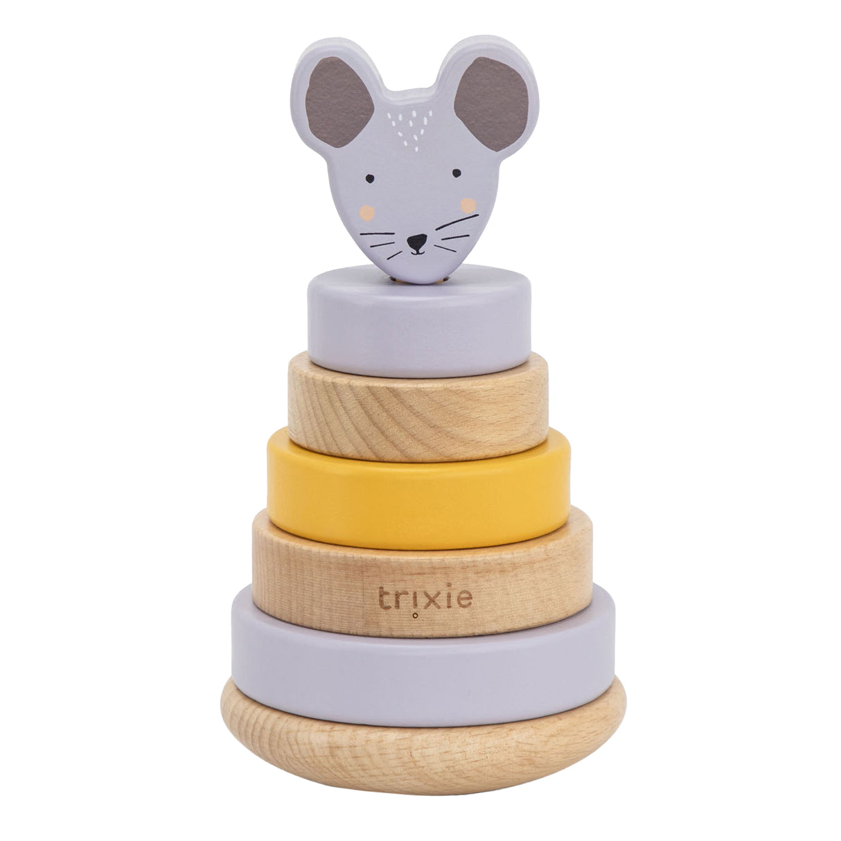 Tour empilable en bois Trixie - mrs. souris - jouet empilable en bois - jouets éducatifs - pour garçons filles - souris