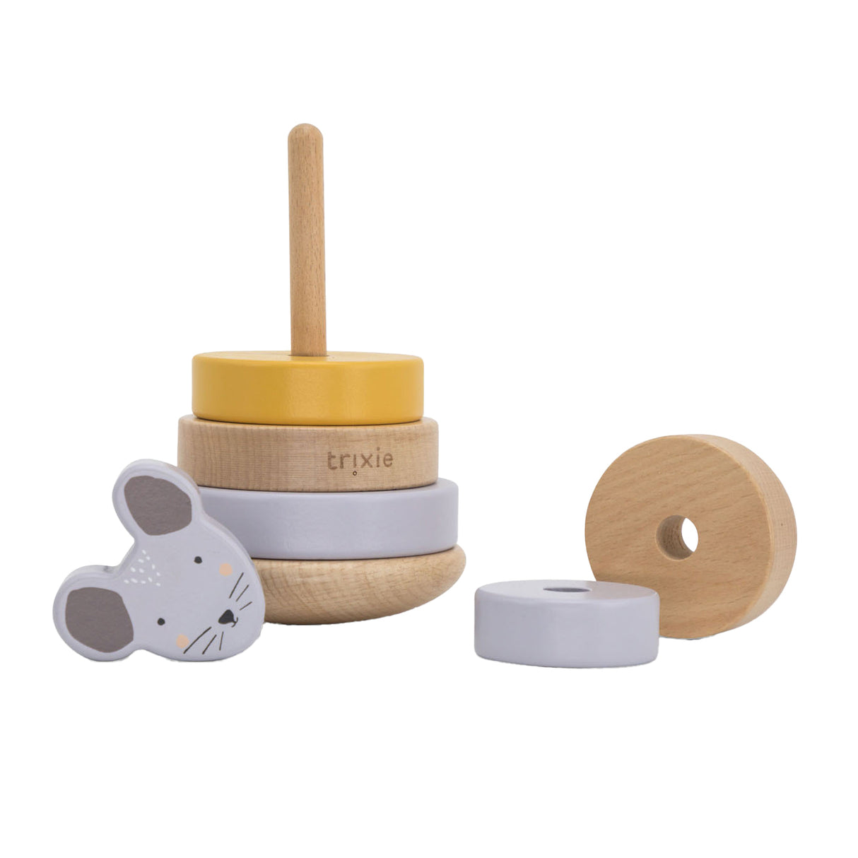 Tour empilable en bois Trixie - mrs. souris - jouet empilable en bois - jouets éducatifs - pour garçons filles - souris