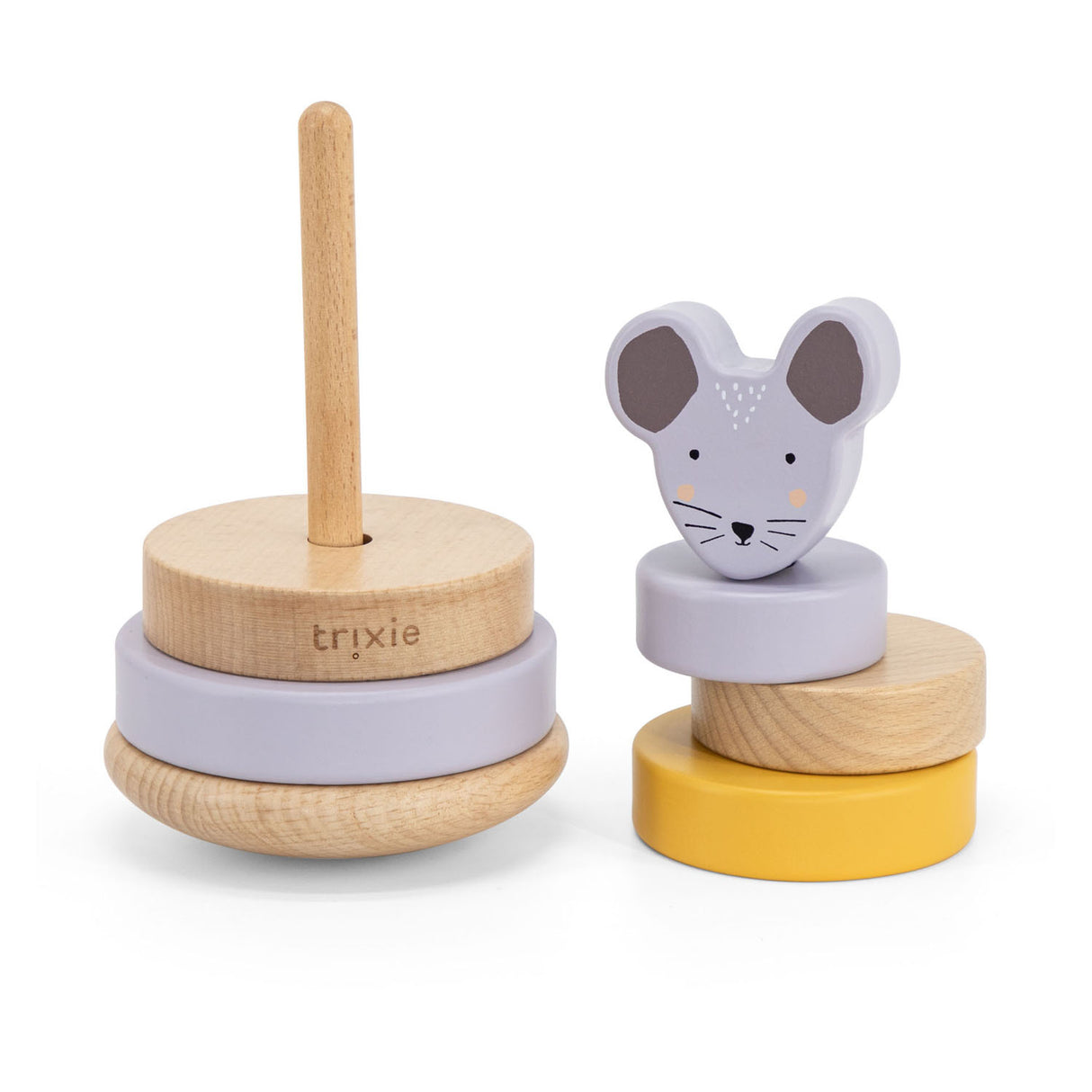 Tour empilable en bois Trixie - mrs. souris - jouet empilable en bois - jouets éducatifs - pour garçons filles - souris
