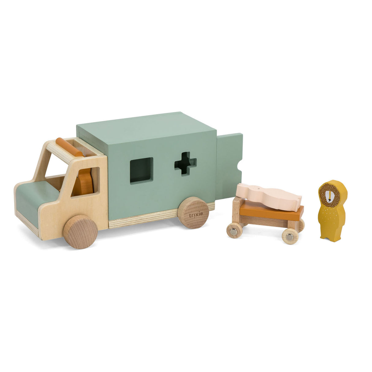 Jouets en bois Trixie - voiture ambulance - voiture jouet pour enfants - ambulance - pour garçons et filles - fsc