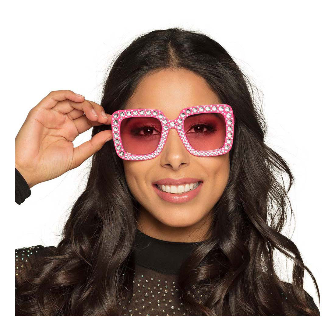 Boland lunettes de fête bling bling rose vif