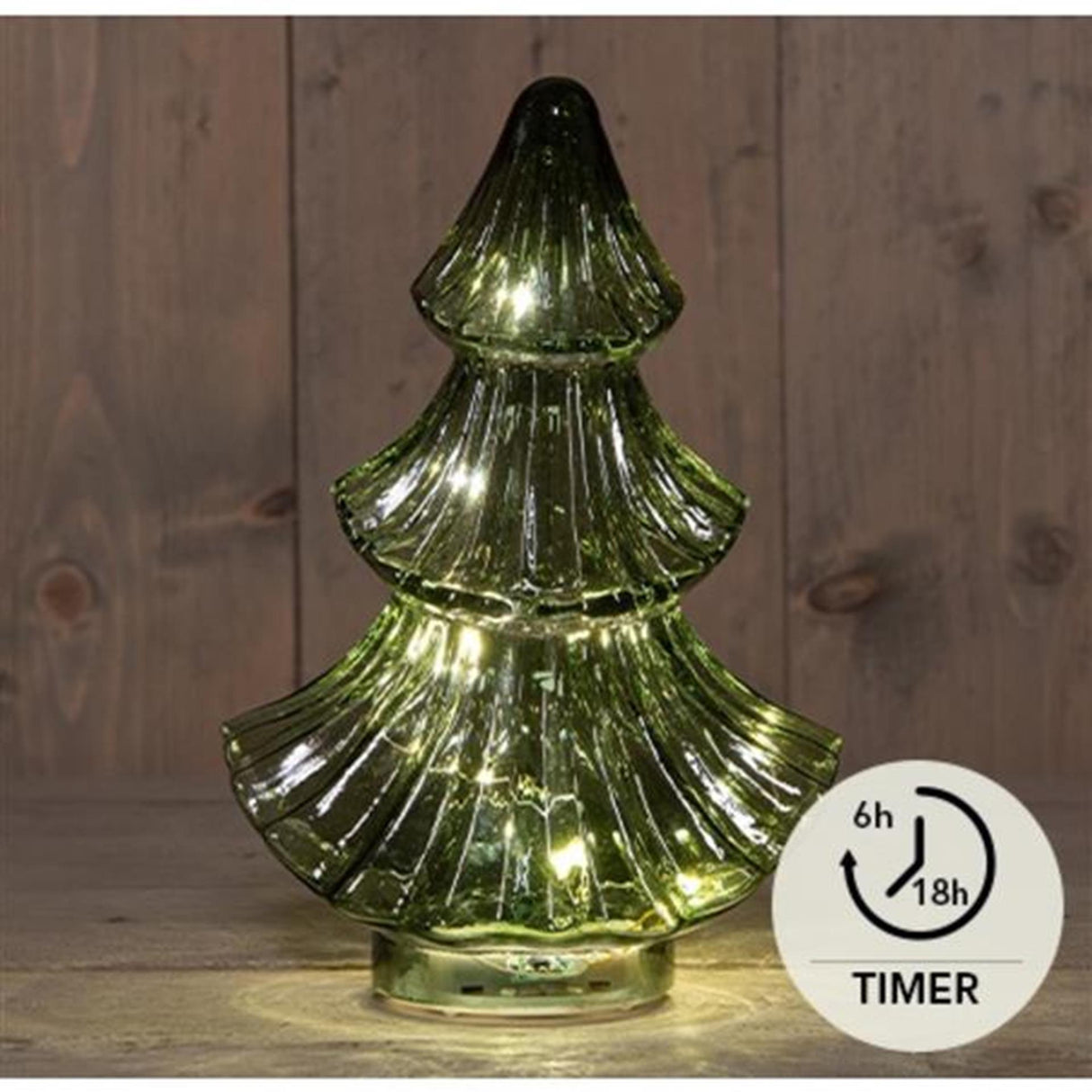 Anna's collection sapin de Noël led verre vert h24cm