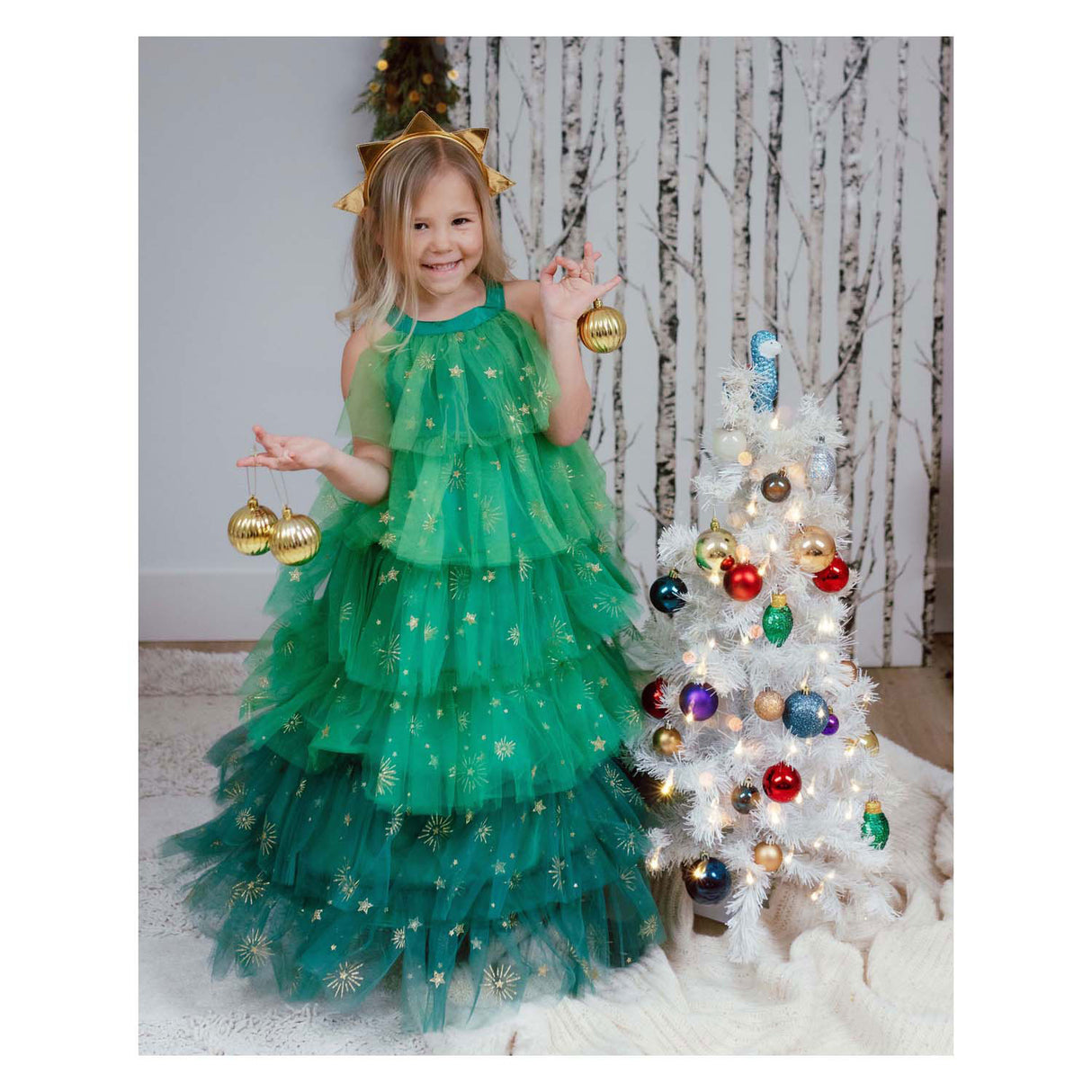 Robe sapin de Noël grands prétendants avec bandeau - 5-6 ans