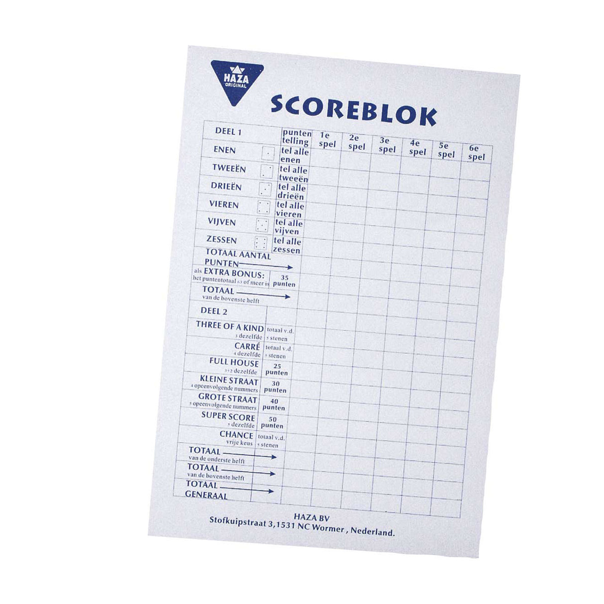Haza barbe blanche grand bloc de score, 50 feuilles