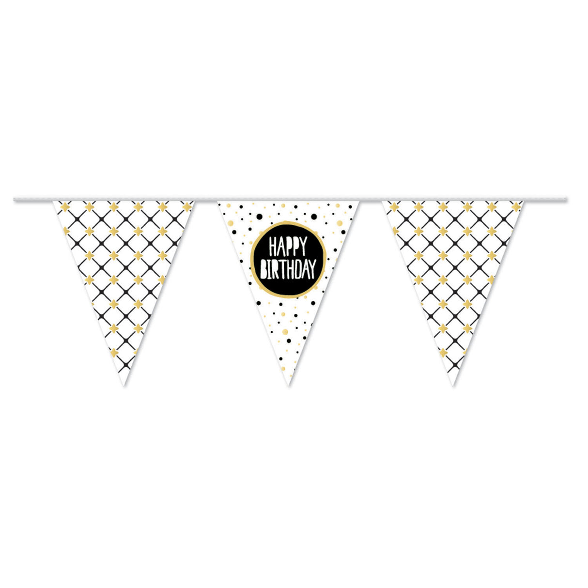 Haza barbe blanche drapeau ligne joyeux anniversaire or, 10mtr.