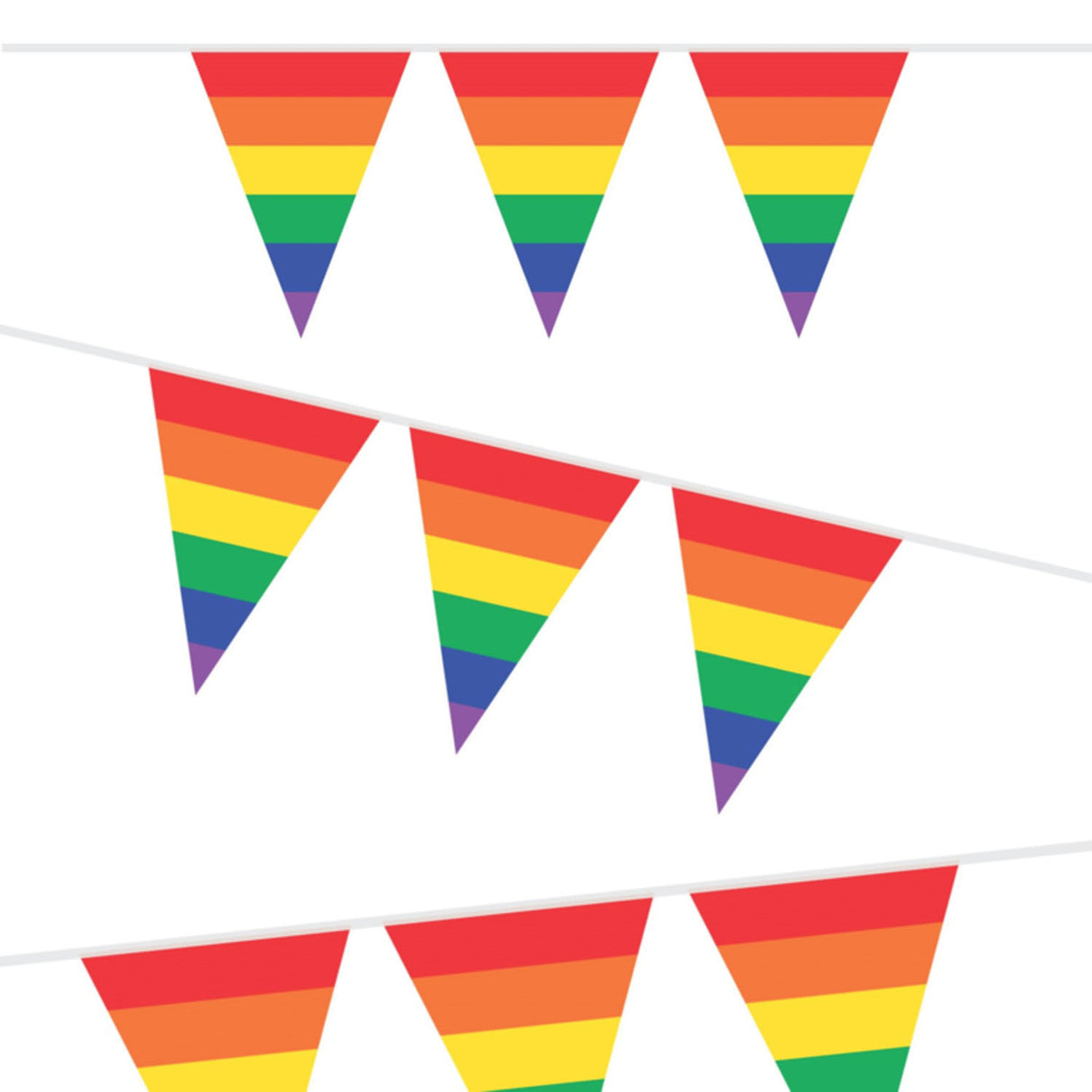 Ligne de drapeau arc-en-ciel Haza barbe blanche, 10 m.