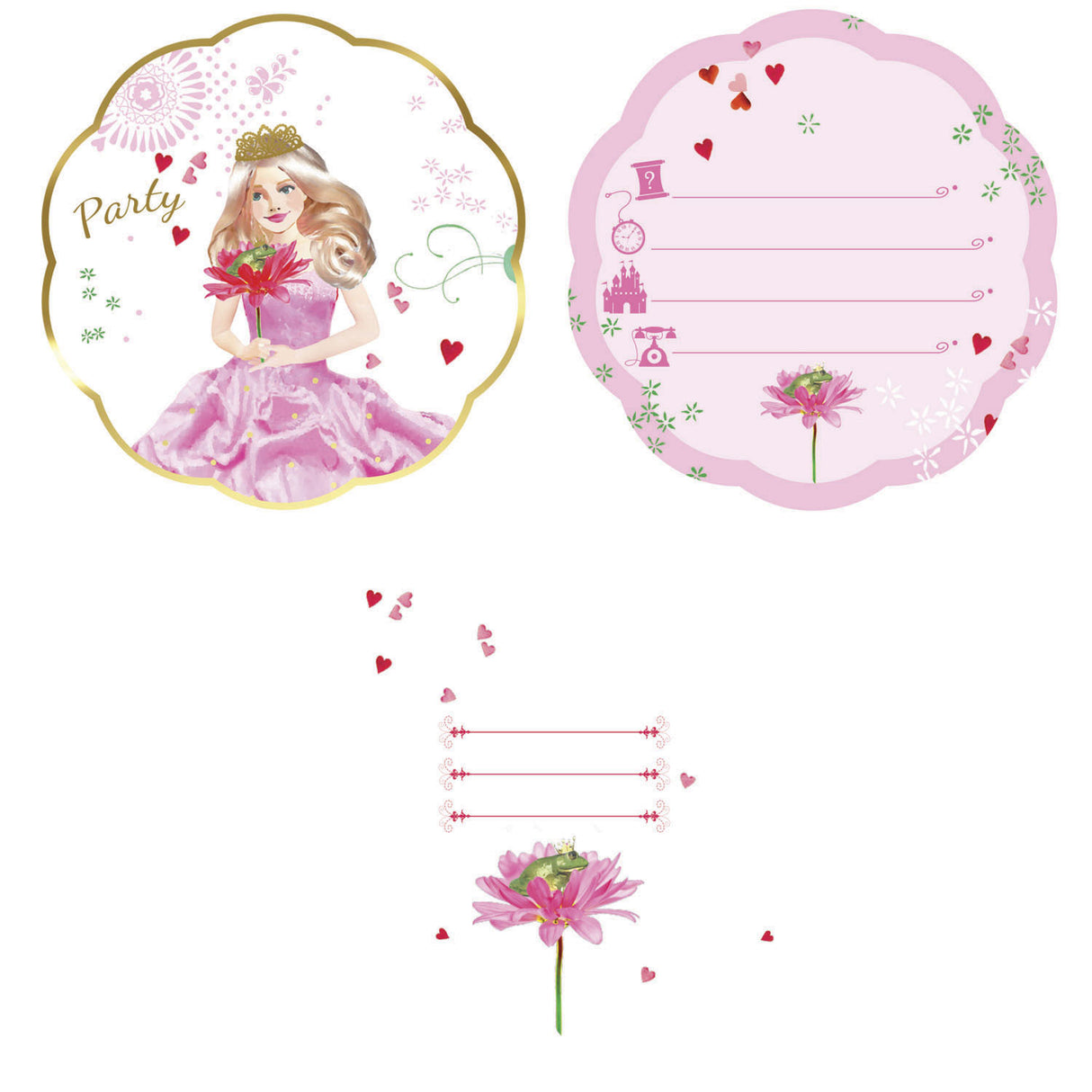 Haza invitations barbe blanche princesse, 6 pcs.