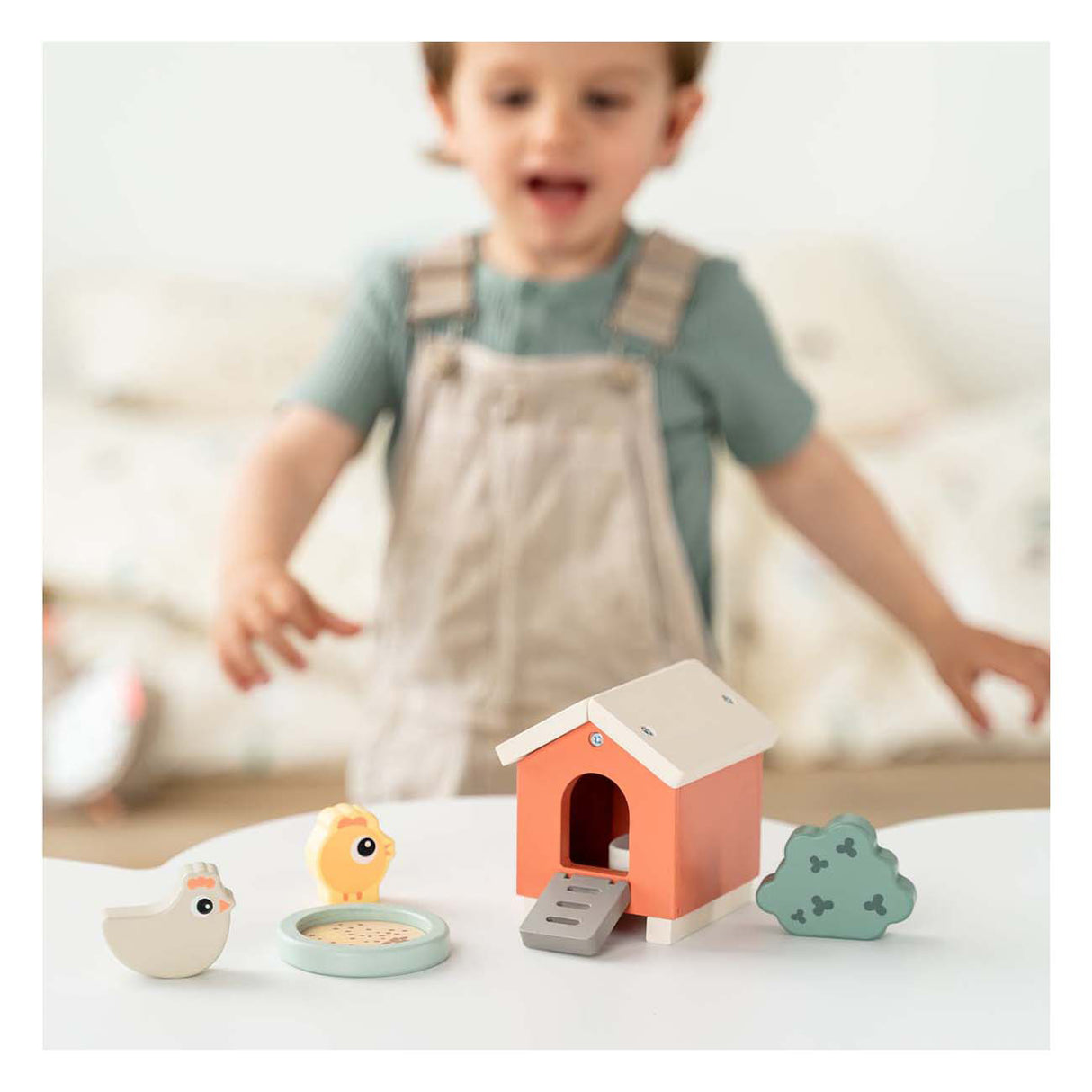 Fait par des cerfs, petite ferme, ensemble de jeu en bois, clucky