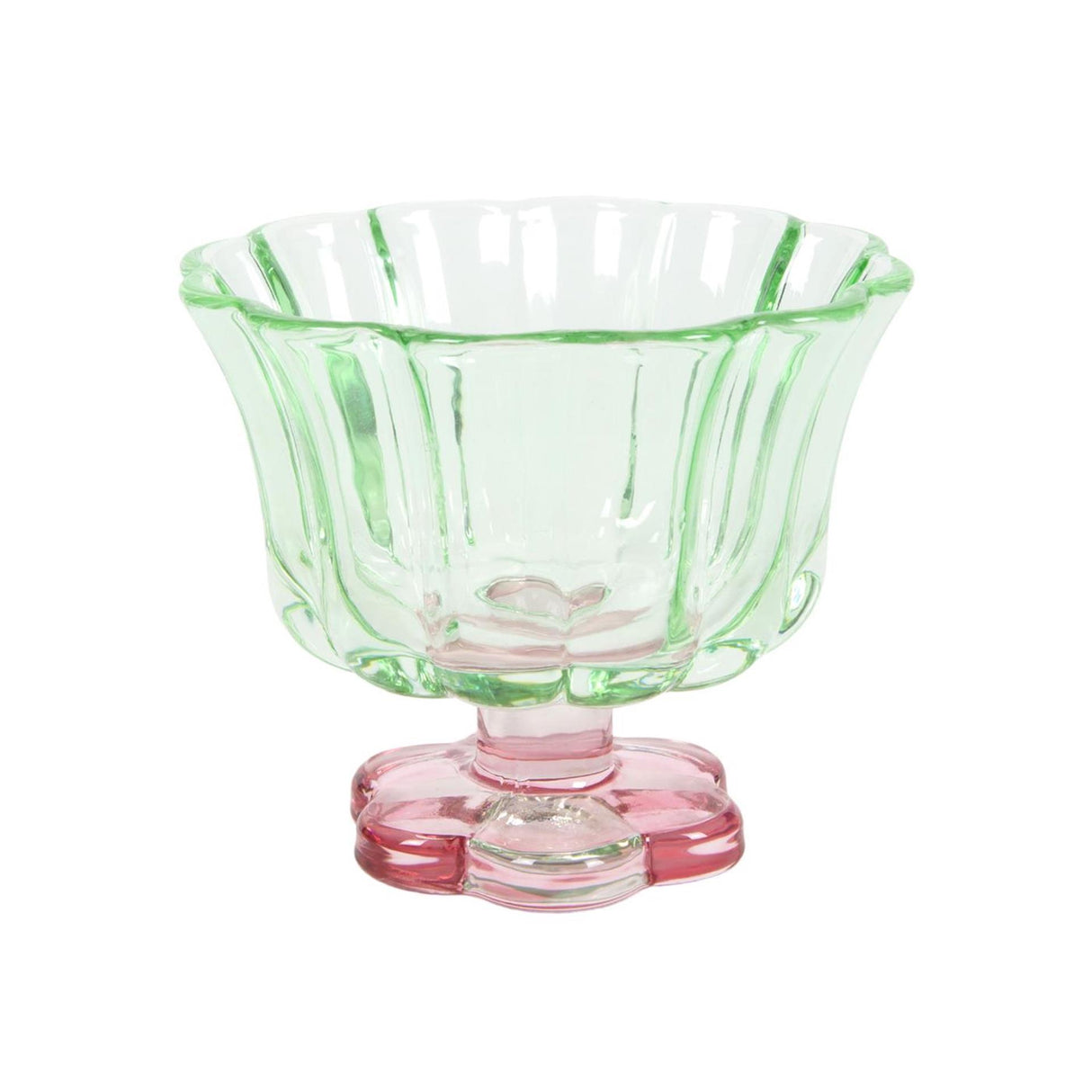 Drinkglas bloemvorm roze groen doos a 6 stuks ø10,8x9,3cm