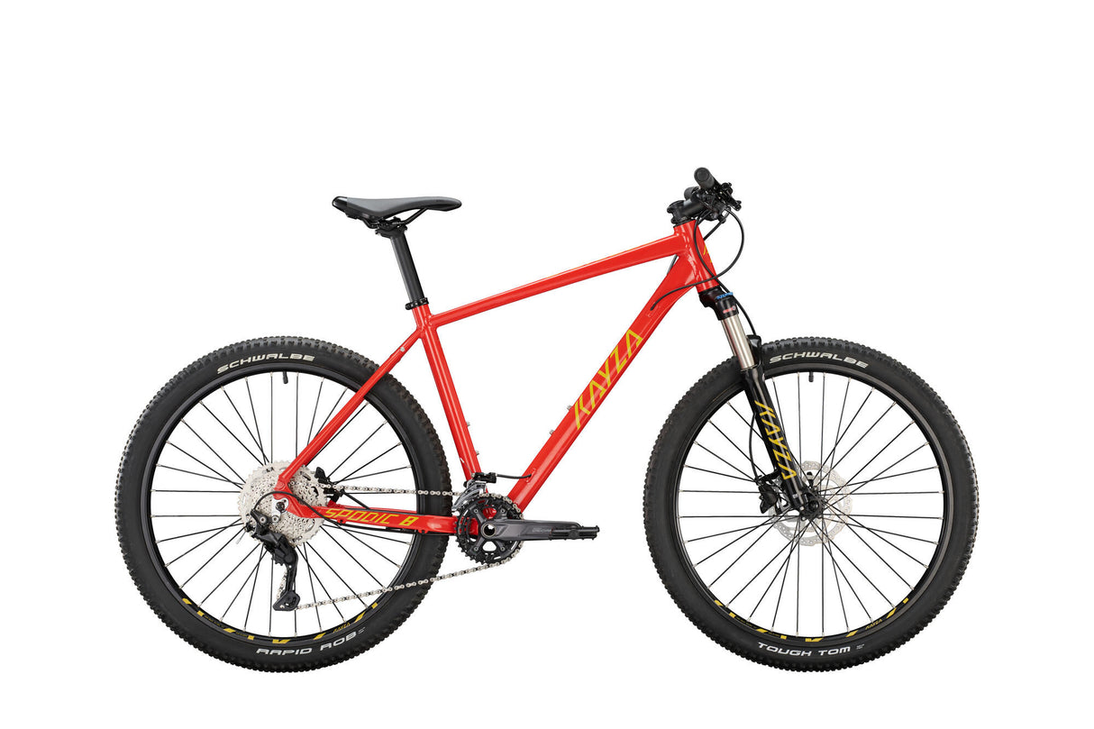 Kayza vtt semi-rigide spodique 8 mod. 22 vélo spod.8 27,5 46 hardtail 20sp rouge jaune