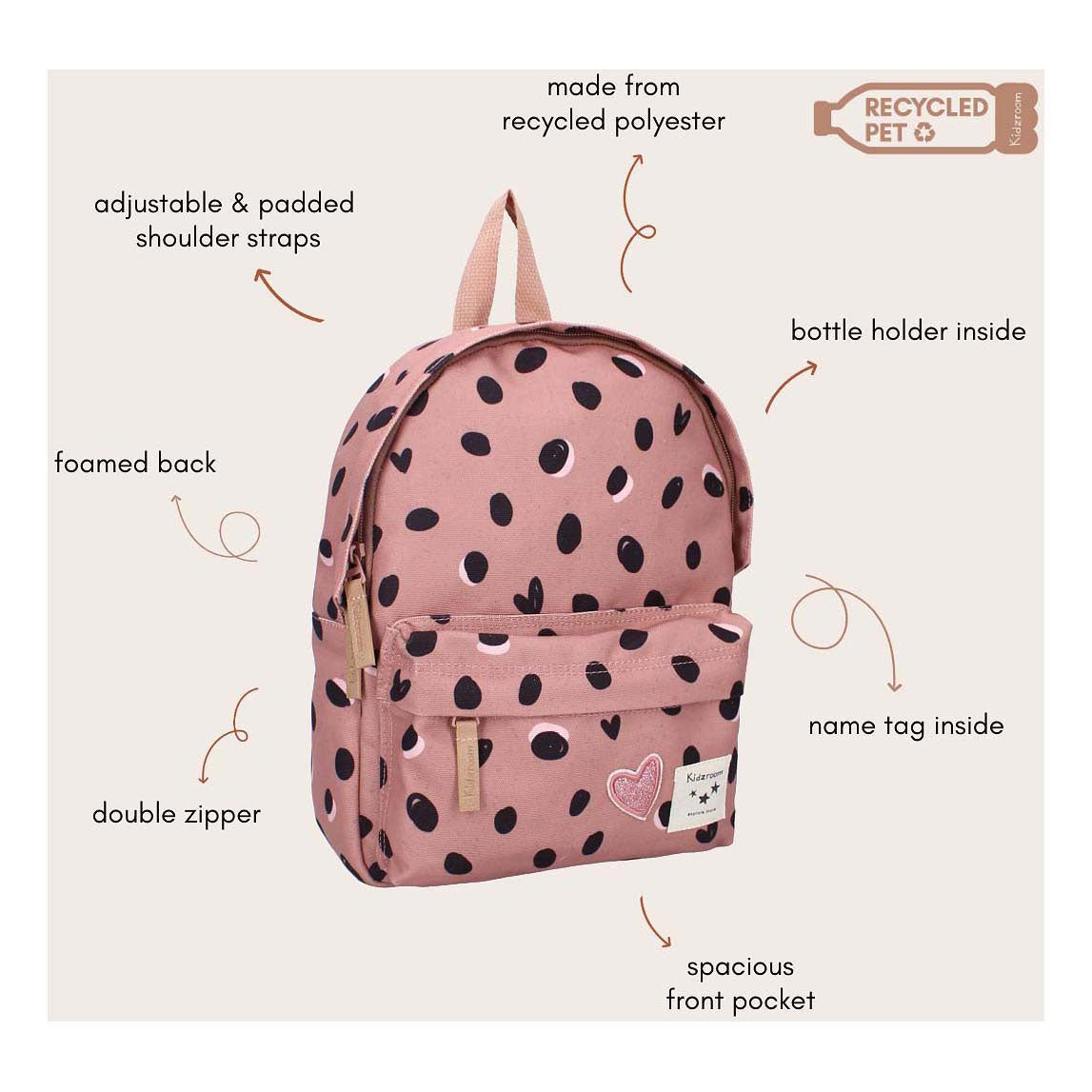 Sac à dos Kidzroom Love Days points noirs