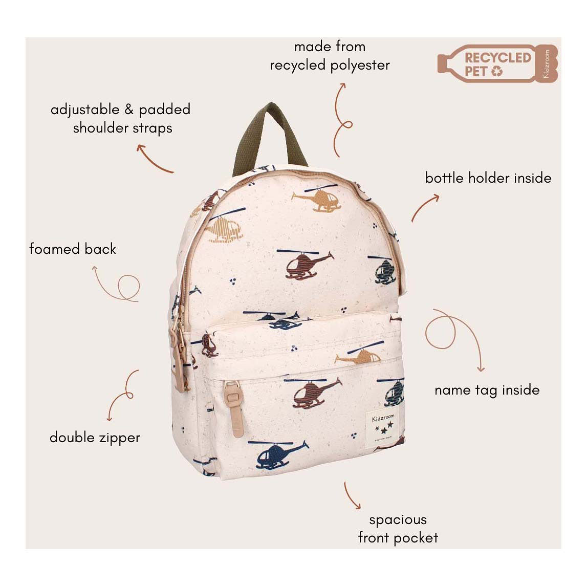 Kidzroom sac à dos paris doux câlins avions