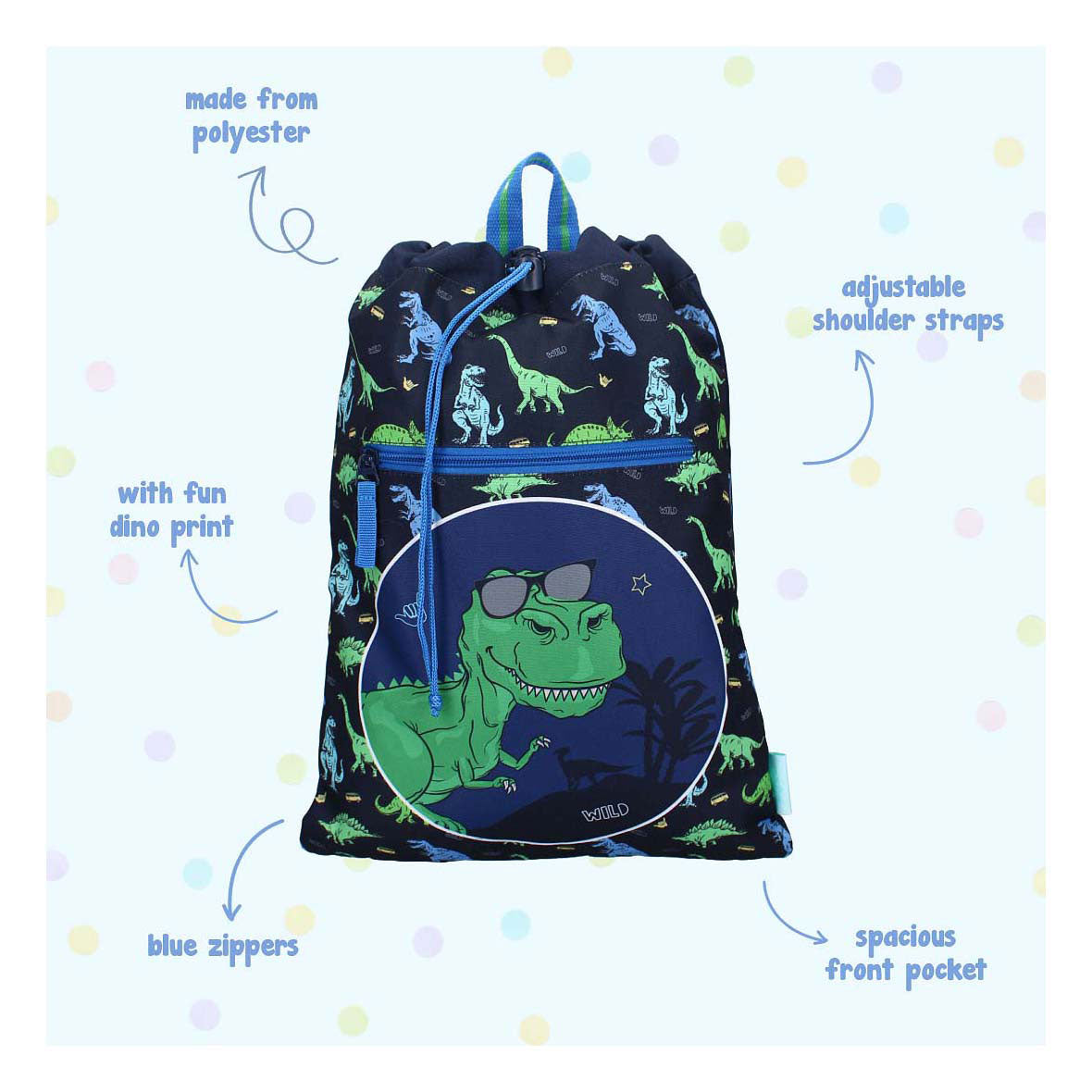 Vadobag sac de sport amusant happy go lucky dino