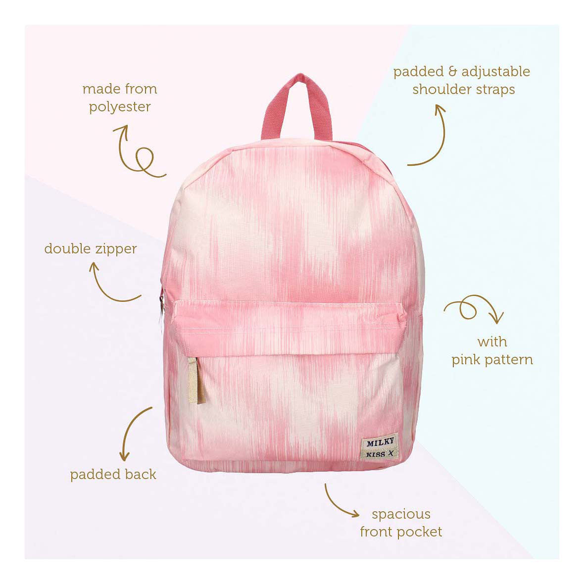 Milky Kiss sac à dos style audacieux rose