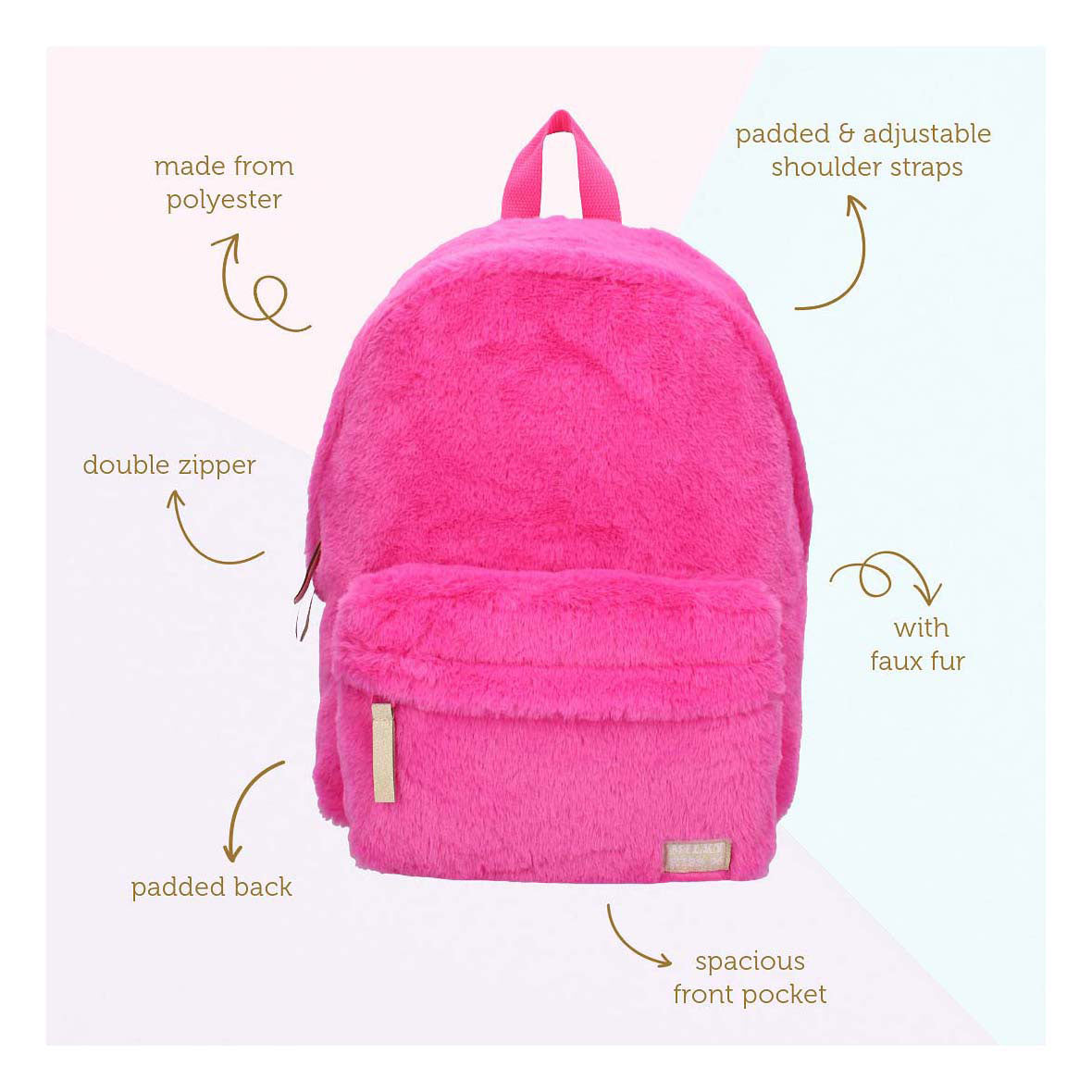 Sac à dos Milky Kiss le facteur wow rose moelleux