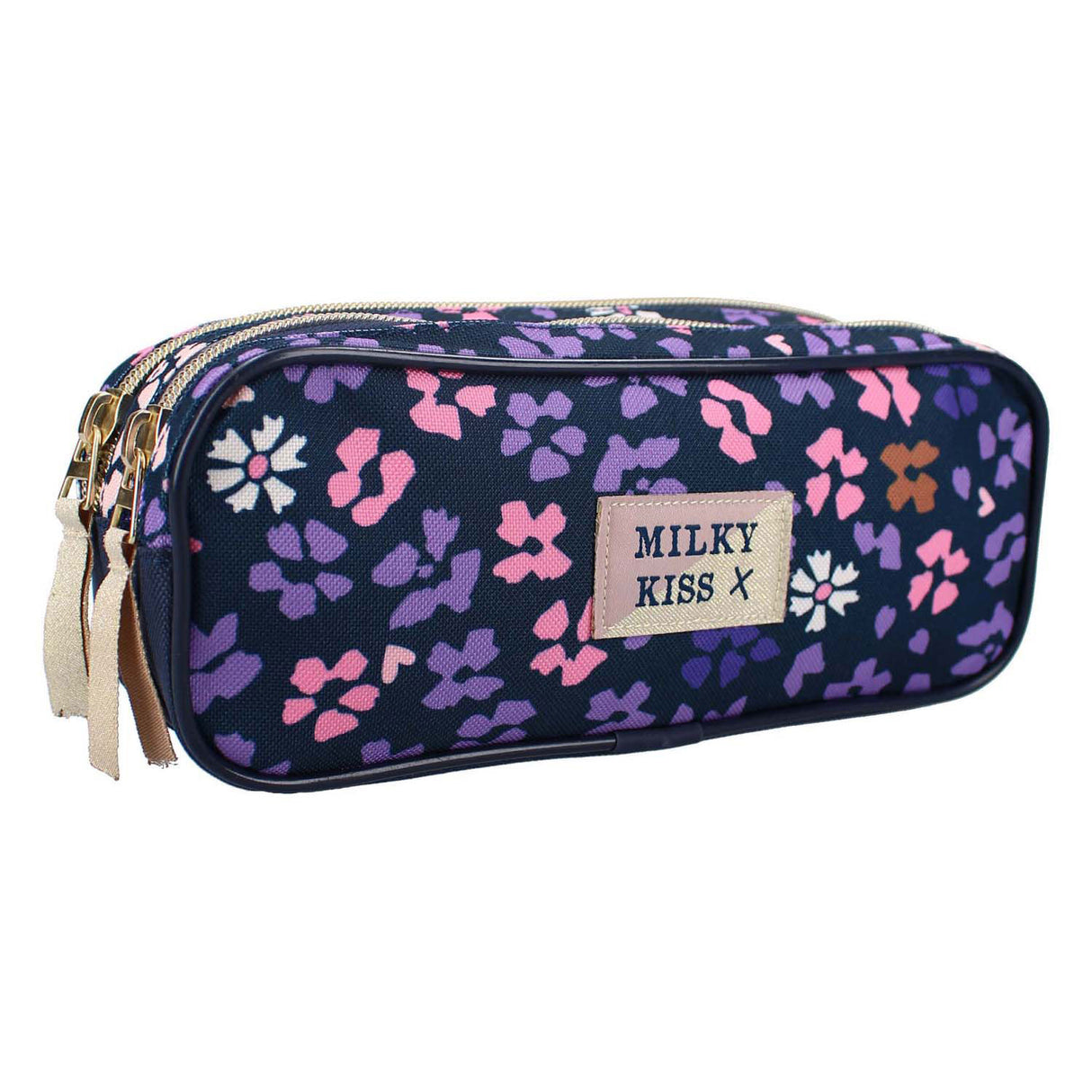 Trousse à crayons Milky Kiss fleurs sauvages - 9 x 22 x 8 cm - violet - fleurs