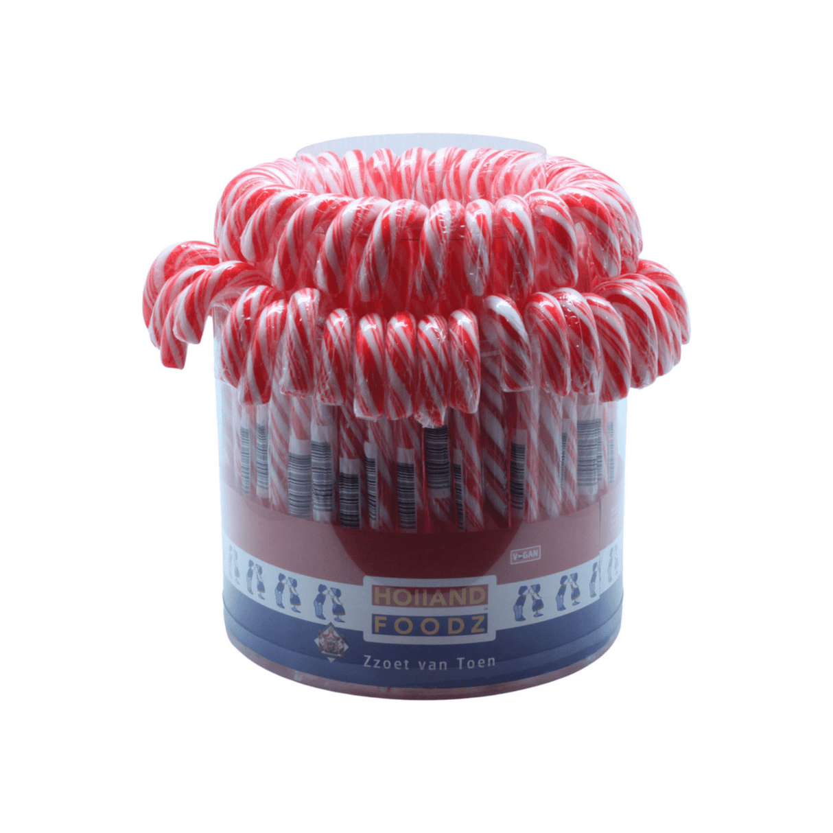 Cannes de bonbon Holland foodz rouge-blanc (72x 12 gr)